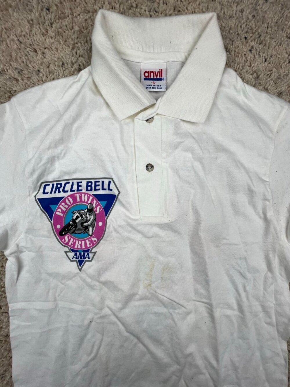 VTG Circle Bell Pro Twins Series Made USA White AMA T Shirt Small Motorcycle